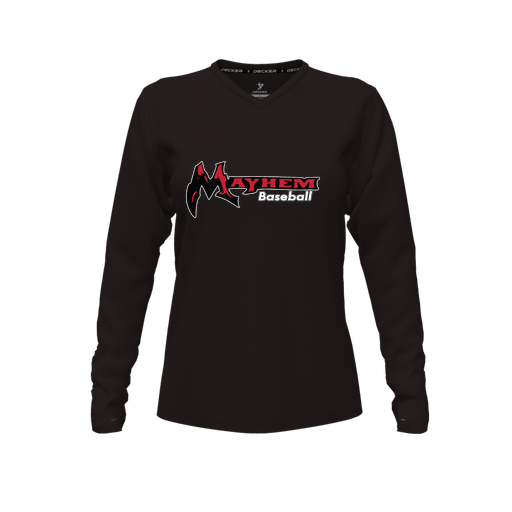 [CUS-DFW-TEES-CMF-VNK-LSL-BLK-FYXS-LOGO2] Comfort T-Shirt (Female Youth XS, Black, V Neck, Logo 2, Long Sleeve)