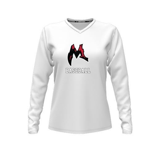 [FTLVPTWH-FYXS-LOGO1] Decker Performance T-Shirt (Female Youth XS, White, V Neck, Logo 1, Long Sleeve)