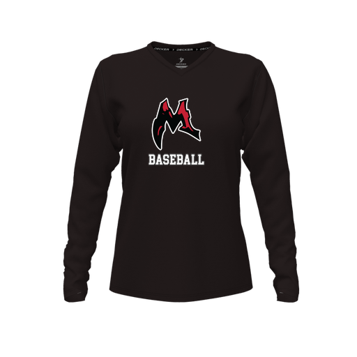 [CUS-DFW-TEES-PER-VNK-LSL-BLK-FYXS-LOGO1] Performance T-Shirt (Female Youth XS, Black, V Neck, Logo 1, Long Sleeve)