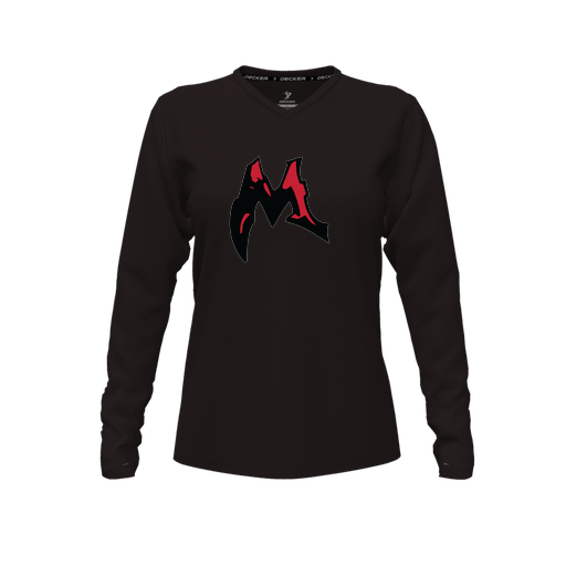 [FTLVPTBK-FYXS-LOGO3] Decker Performance T-Shirt (Female Youth XS, Black, V Neck, Logo 3, Long Sleeve)