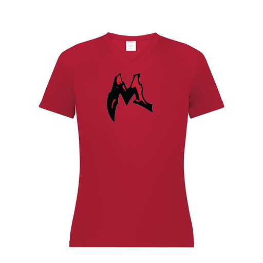 [2792.083.XS-LOGO3] Ladies Smooth Sport V-Neck T-Shirt (Female Adult XS, Red, Logo 3)