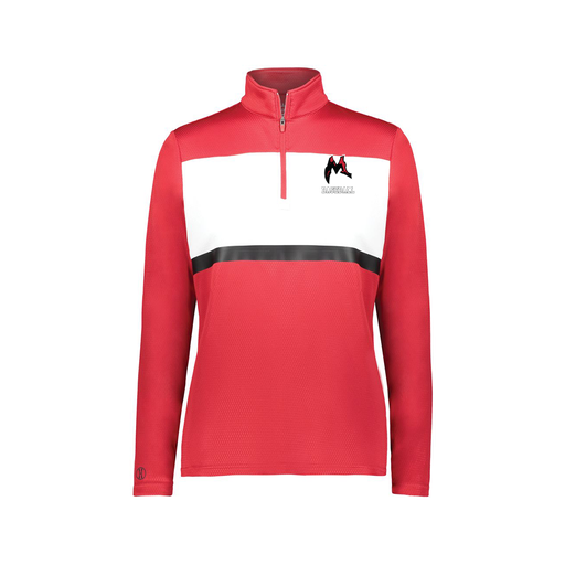 [222791.408.XS-LOGO1] Ladies Bold 1/4 Zip Pullover (Female Adult XS, Red, Logo 1)
