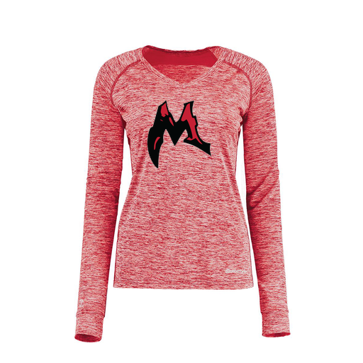 [222770.T20.XS-LOGO3] Ladies Electric Long Sleeve Shirt (Female Adult XS, Red, Logo 3)