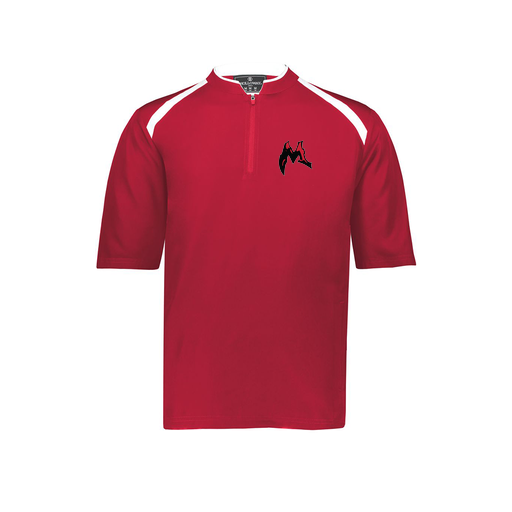 [229581-AS-RED-LOGO3] Men's Dugout Short Sleeve Pullover (Adult S, Red, Logo 3)