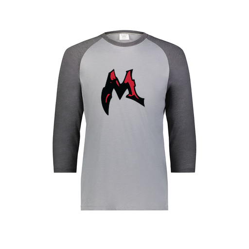 [6879.30V.S-LOGO3] Men's Vintage 3/4 Sleeve T-Shirt (Adult S, Gray, Logo 3)