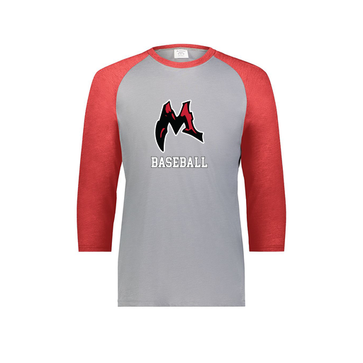 [6879.27V.S-LOGO1] Men's Vintage 3/4 Sleeve T-Shirt (Adult S, Red, Logo 1)