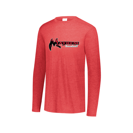 [FTLCUBRD-AXS-LOGO2] Decker Men's Tri-Blend T-Shirt - Long Sleeve (Adult XS, Red, Logo 2)