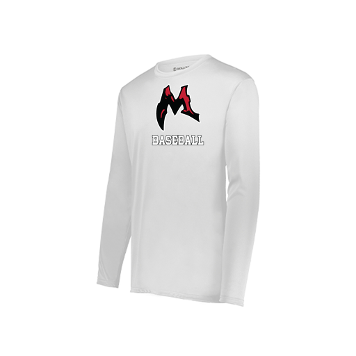 [222823.005.S-LOGO1] Youth LS Smooth Sport Shirt (Youth S, White, Logo 1)