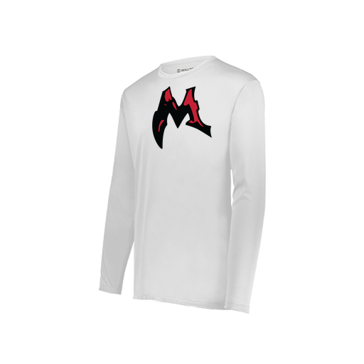 [222823.005.S-LOGO3] Youth LS Smooth Sport Shirt (Youth S, White, Logo 3)