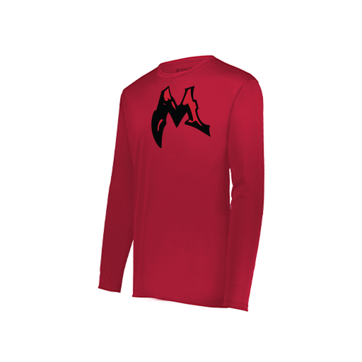 [222823.083.S-LOGO3] Youth LS Smooth Sport Shirt (Youth S, Red, Logo 3)