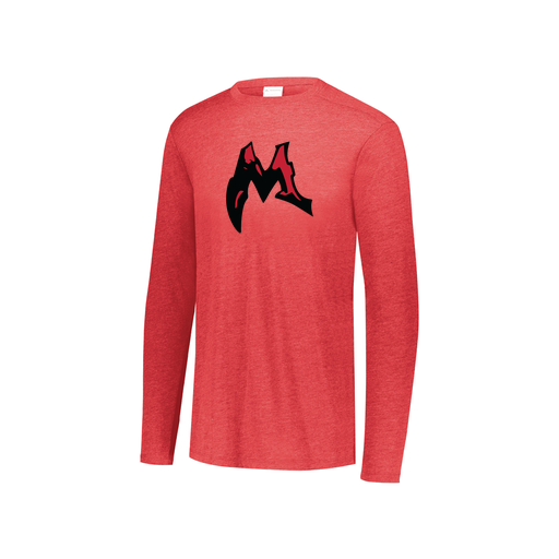 [FTLCUBRD-YS-LOGO3] Decker Youth Tri-Blend T-Shirt - Long Sleeve (Youth S, Red, Logo 3)