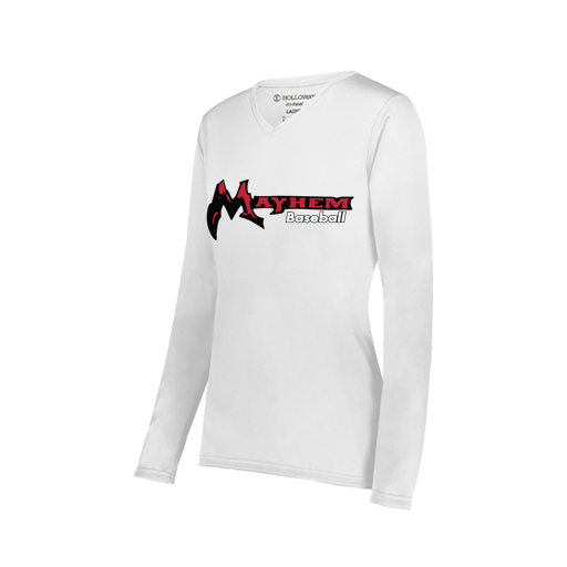 [222824.005.S-LOGO2] Ladies LS Smooth Sport Shirt (Female Adult S, White, Logo 2)