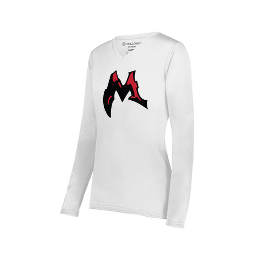 [222824.005.S-LOGO3] Ladies LS Smooth Sport Shirt (Female Adult S, White, Logo 3)